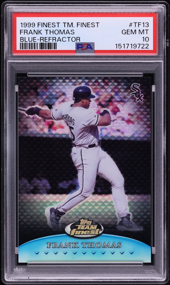 1999 Finest Team Blue Refractor Frank Thomas /150 #TF13 PSA 10 GEM MINT