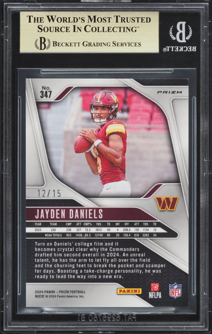 2024 Panini Prizm Choice Cherry Blossom Jayden Daniels ROOKIE /15 #347 BGS 9.5 GEM MINT
