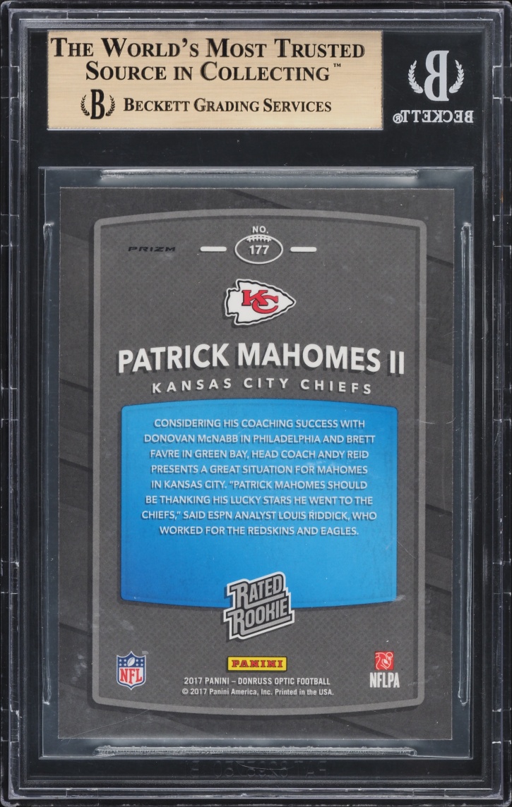 2017 Donruss Optic Holo Patrick Mahomes II ROOKIE #177 BGS 9.5 GEM MINT