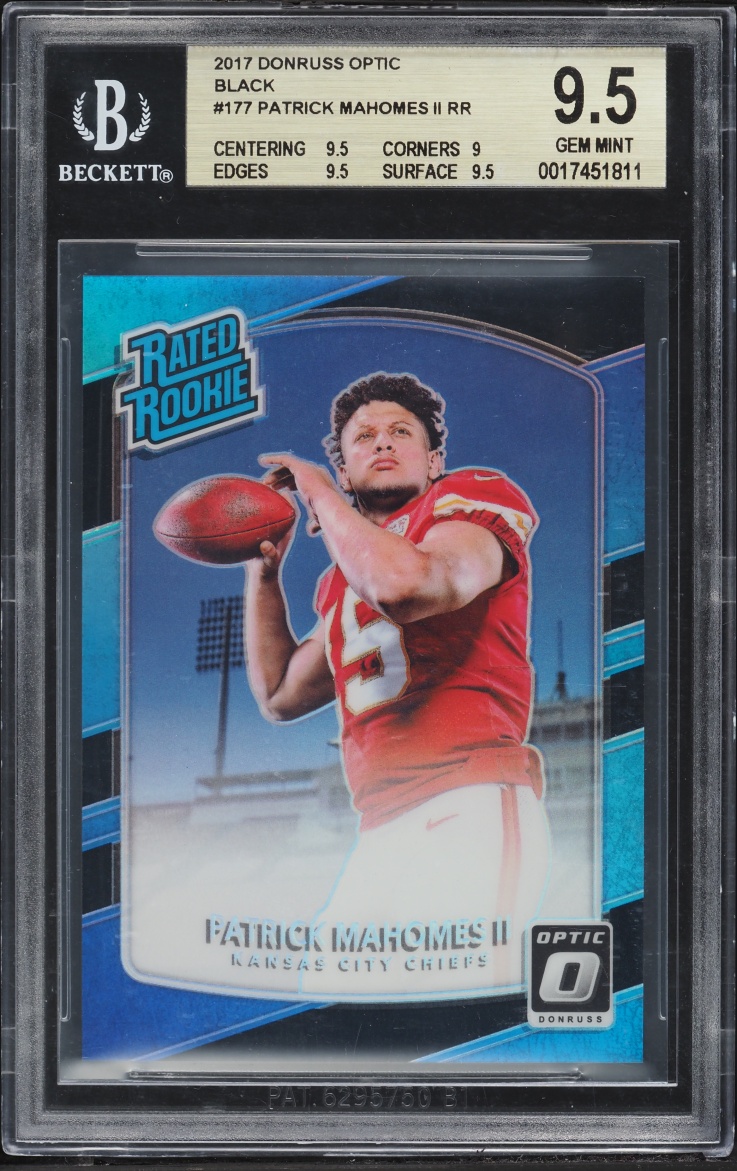 2017 Donruss Optic Black Patrick Mahomes II ROOKIE /25 #177 BGS 9.5 GEM MINT