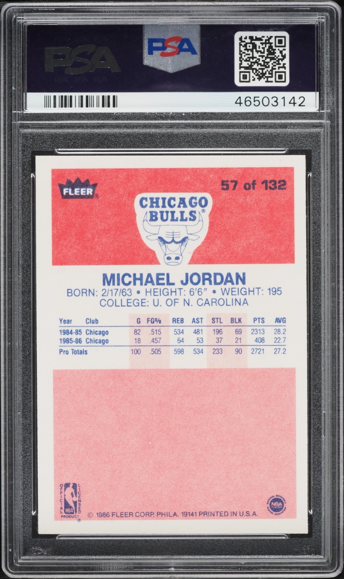 1986 Fleer Basketball Michael Jordan ROOKIE #57 PSA 9 MINT
