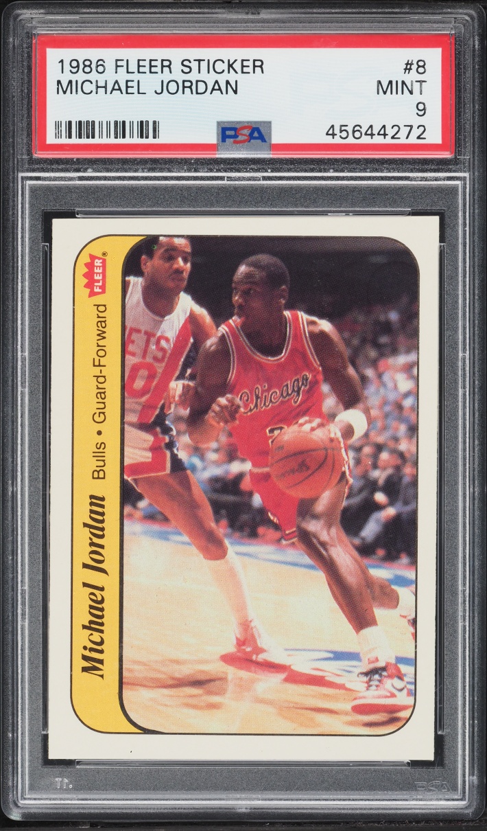 1986 Fleer Sticker Michael Jordan ROOKIE #8 PSA 9 MINT