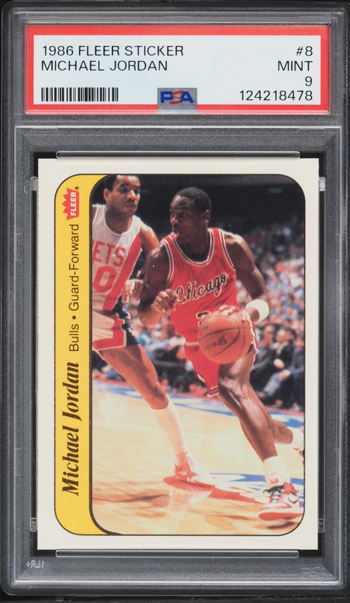 1986 Fleer Sticker Michael Jordan ROOKIE #8 PSA 9 MINT