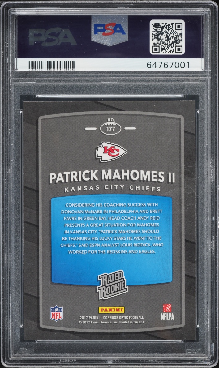 2017 Donruss Optic Patrick Mahomes II ROOKIE #177 PSA 10 GEM MINT