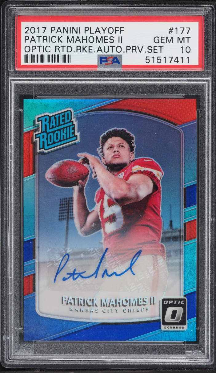 2017 Panini Playoff Donruss Optic Preview Set Patrick Mahomes II RC AUTO /23 #177 PSA 10 GEM