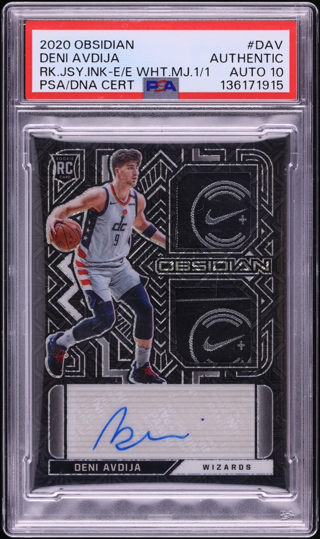 2020 Panini Obsidian Jersey Ink White Mojo Deni Avdija ROOKIE PATCH AUTO DNA 10 1/1 PSA AUTH