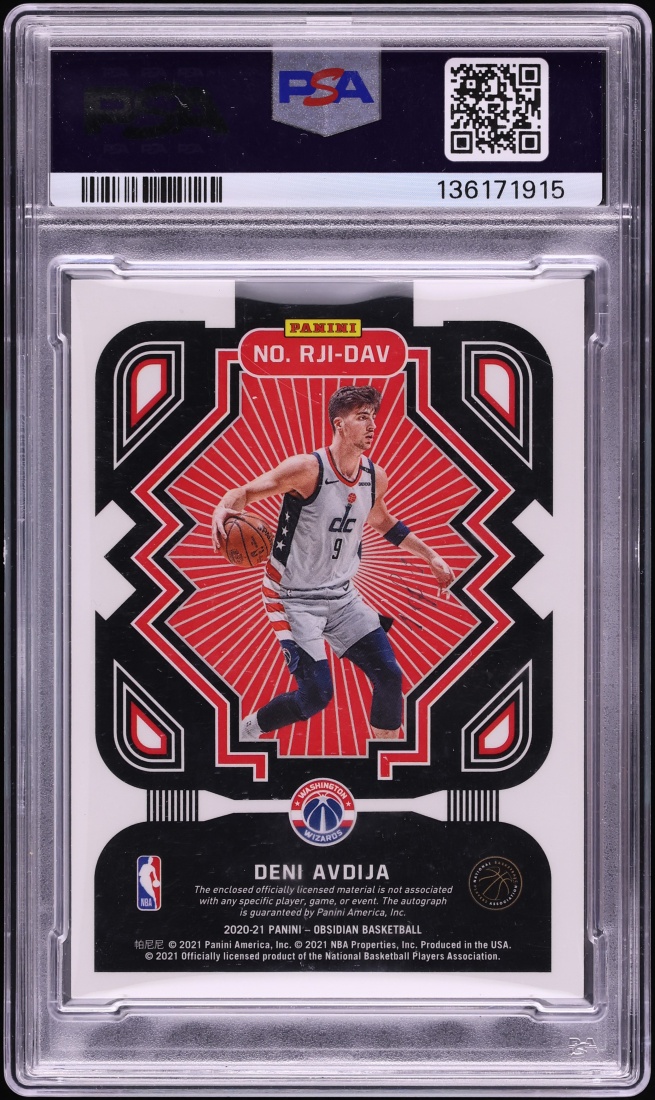 2020 Panini Obsidian Jersey Ink White Mojo Deni Avdija ROOKIE PATCH AUTO DNA 10 1/1 PSA AUTH