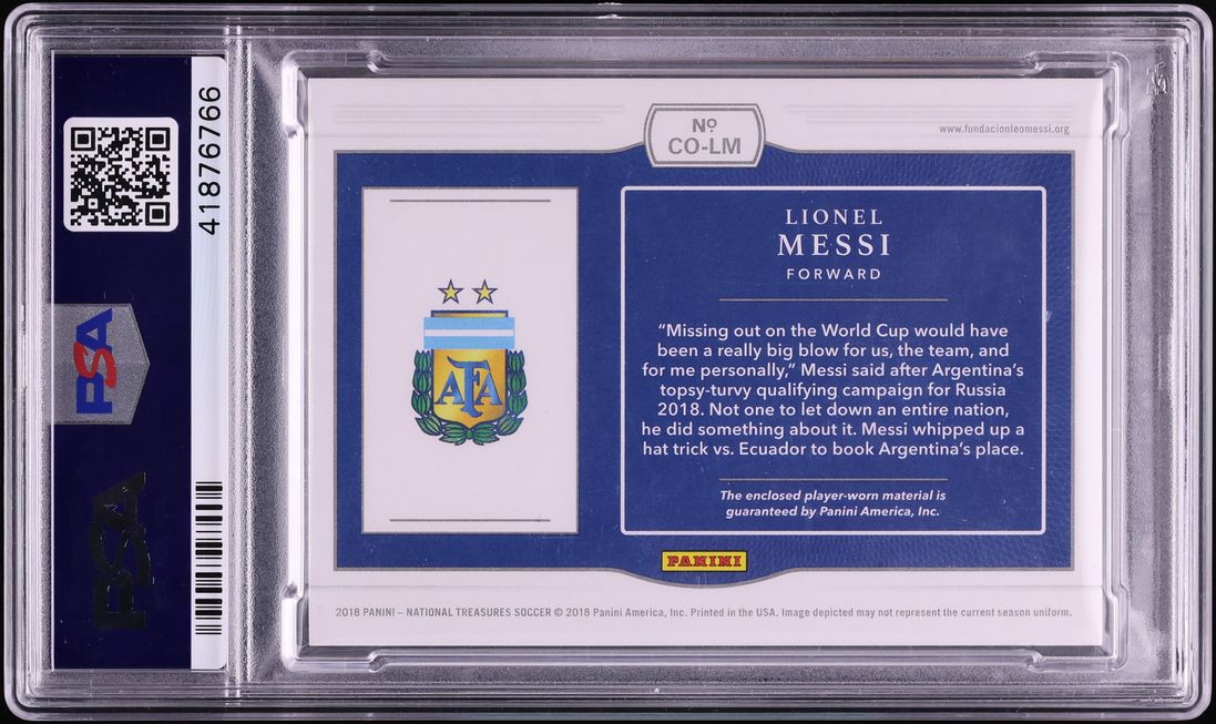 2018 National Treasures Colossal Lionel Messi PATCH /99 #CO-LM PSA 10 GEM MINT