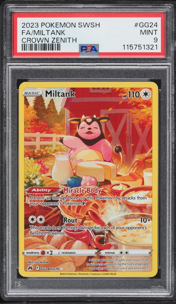 2023 Pokemon Sword & Shield Crown Alt Art Zenith Miltank #GG24 PSA 9 MINT