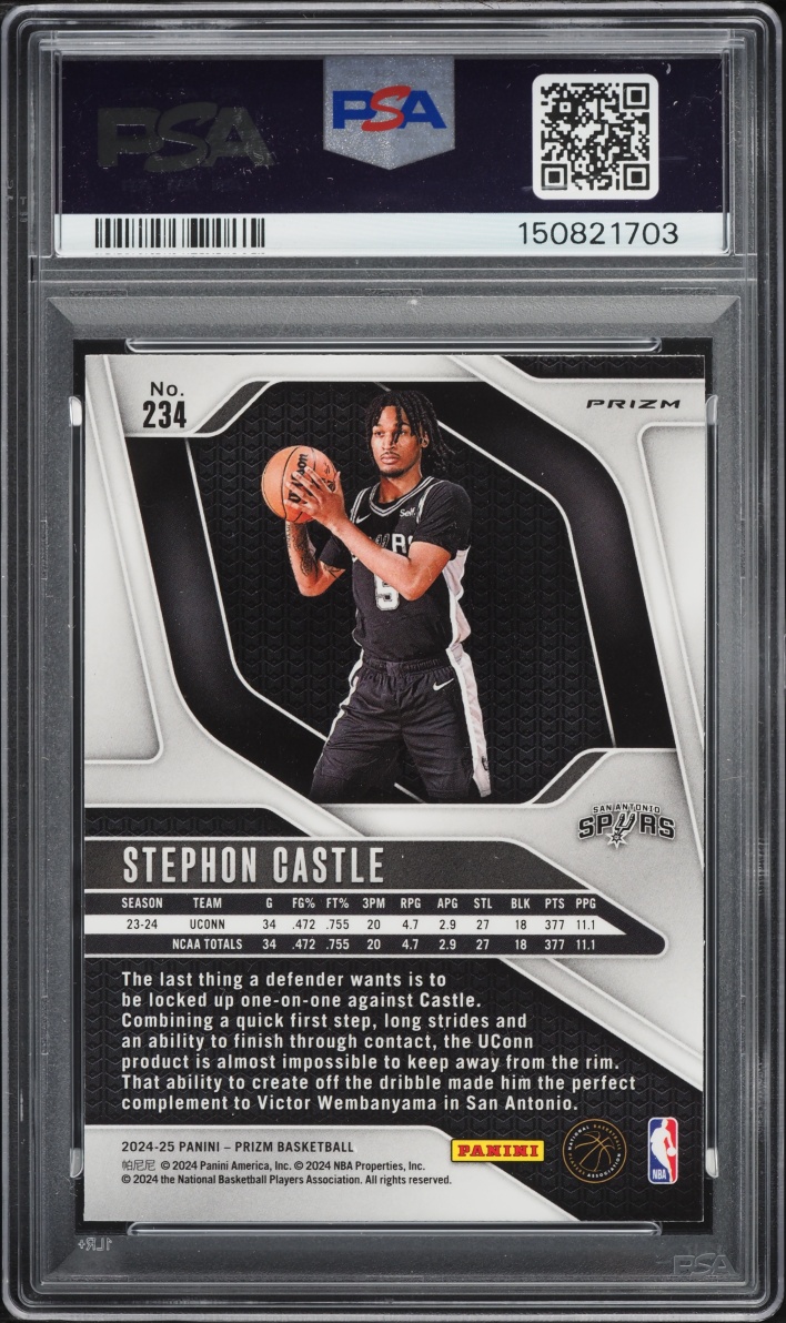 2024 Panini Prizm Ice Stephon Castle ROOKIE #234 PSA 9 MINT