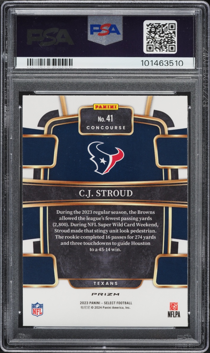 2023 Select Concourse Silver Prizm CJ Stroud ROOKIE #41 PSA 10 GEM MINT