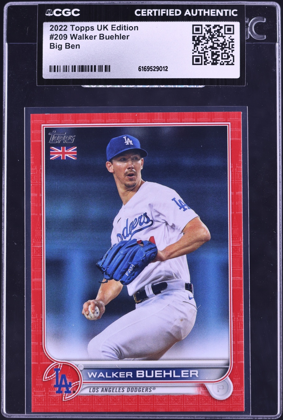 2022 Topps UK Edition Big Ben Walker Buehler /99 #209 CGC AUTH