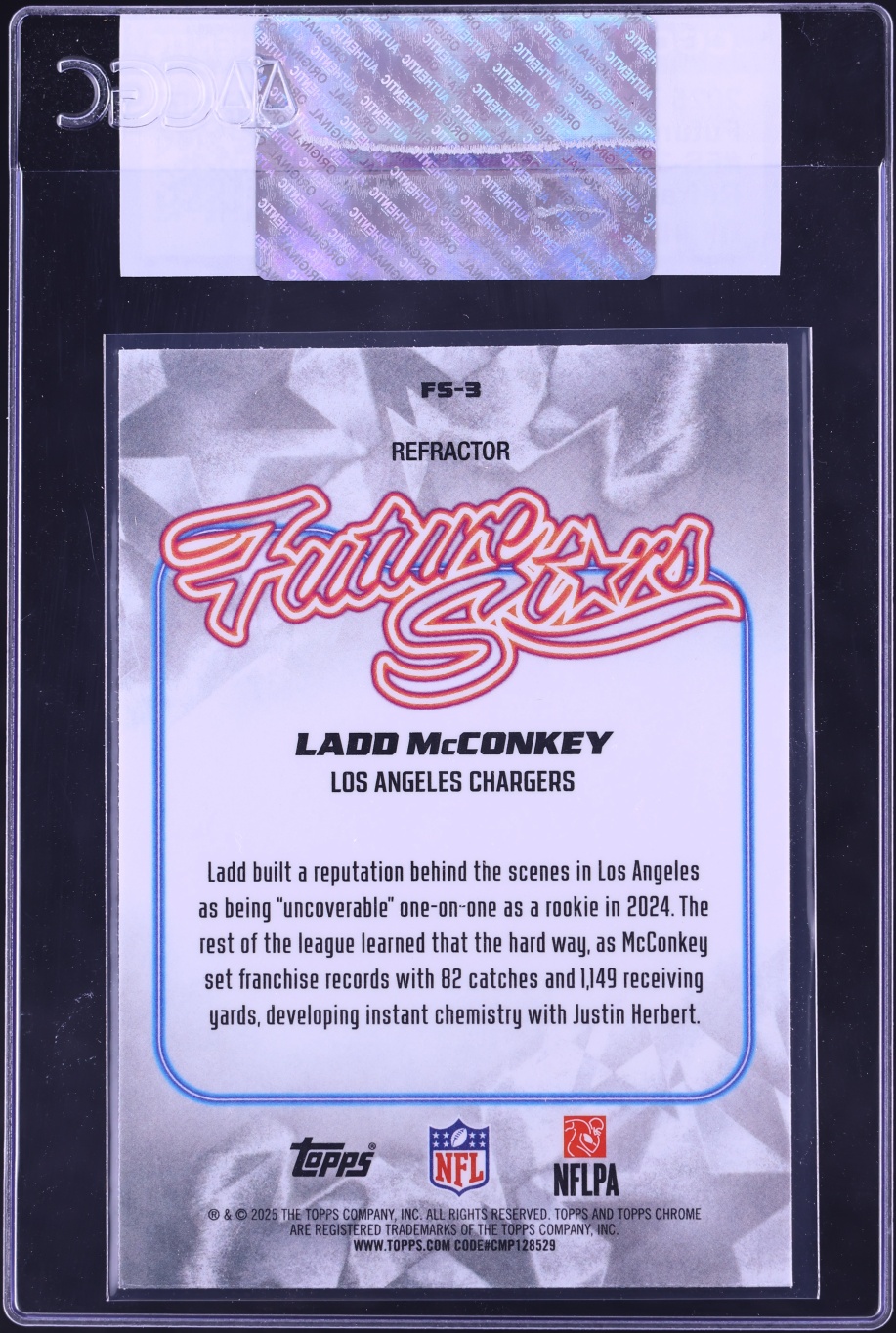 2025 Topps Chrome Future Stars Refractor Ladd McConkey #FS-3 CGC AUTH