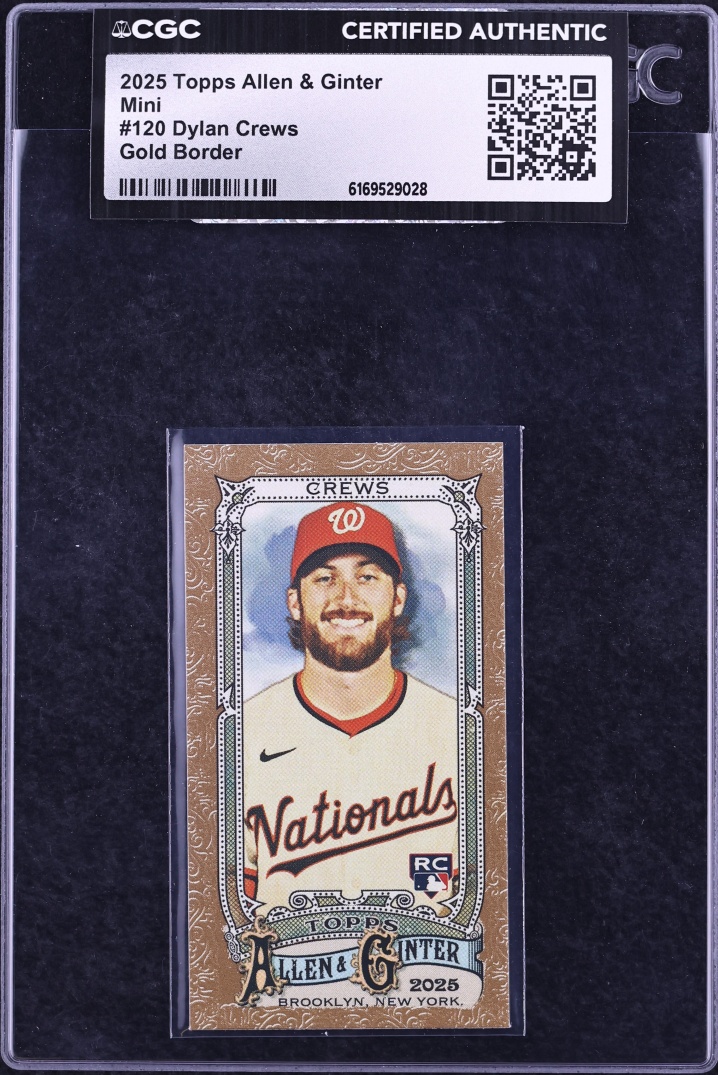2025 Topps Allen & Ginter Mini Gold Border Dylan Crews ROOKIE #120 CGC AUTH