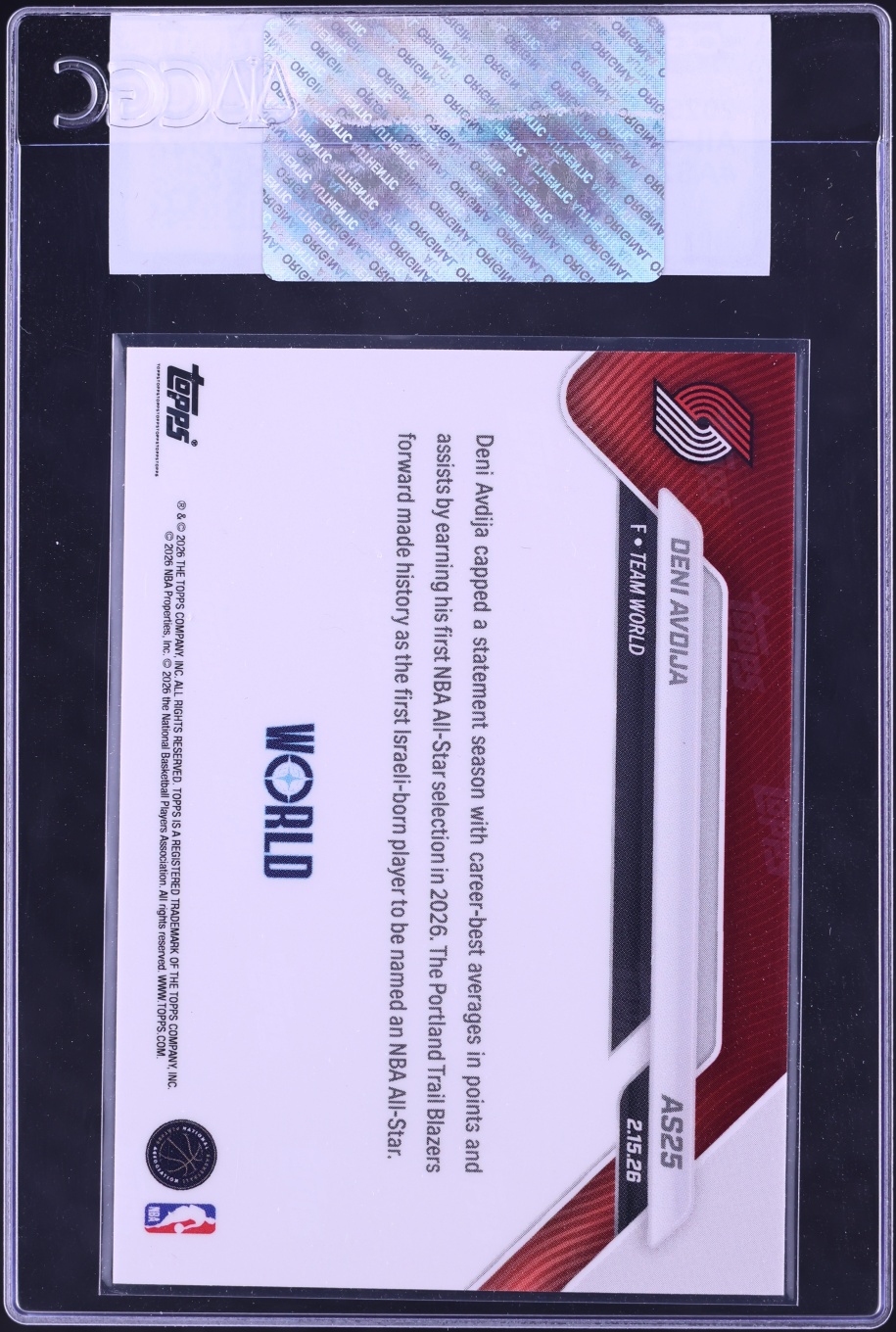 2025 Topps Now All-Star Game Deni Avdija #AS25 CGC AUTH
