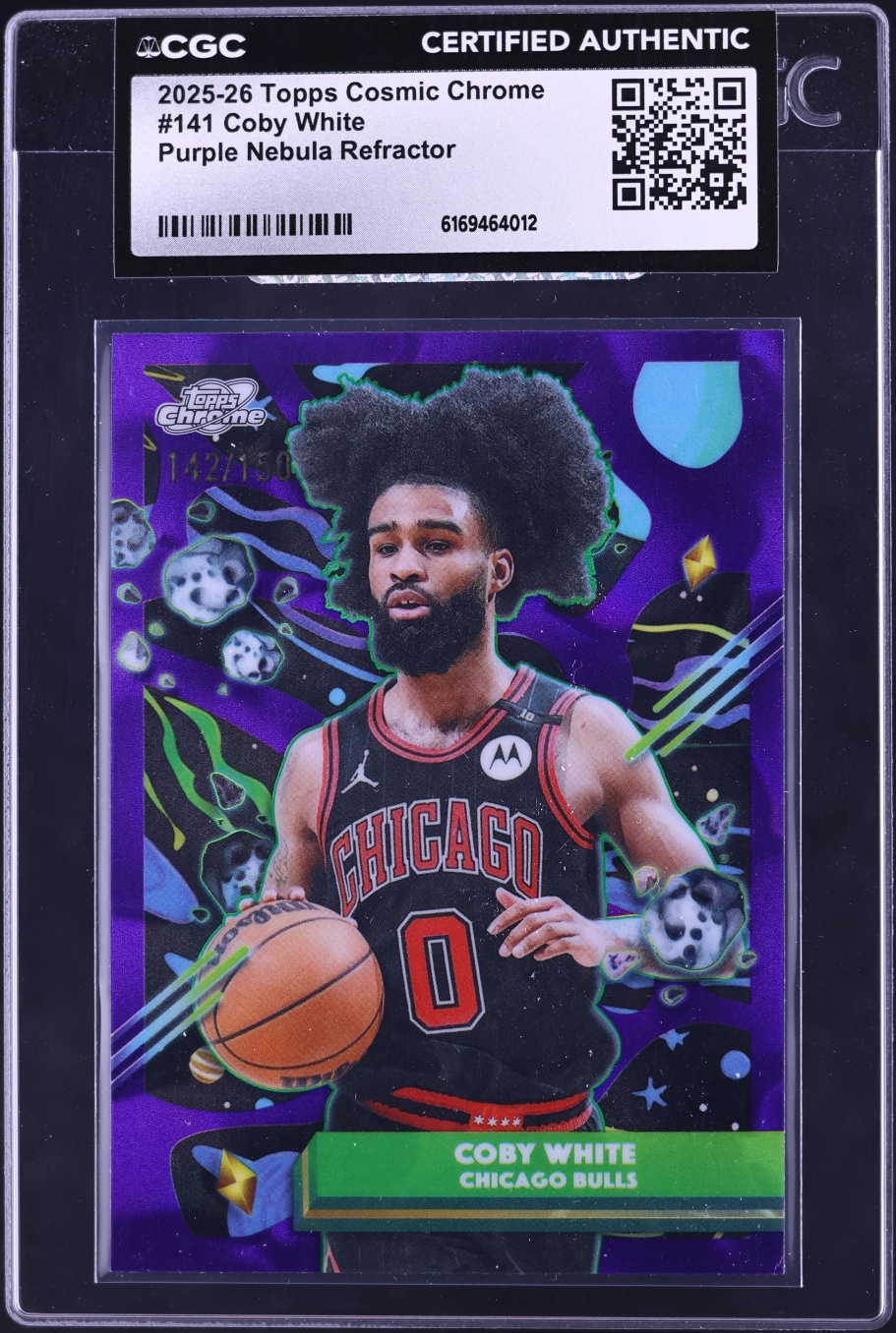 2025 Topps Chrome Cosmic Purple Nebula Refractor Coby White /150 #141 CGC AUTH
