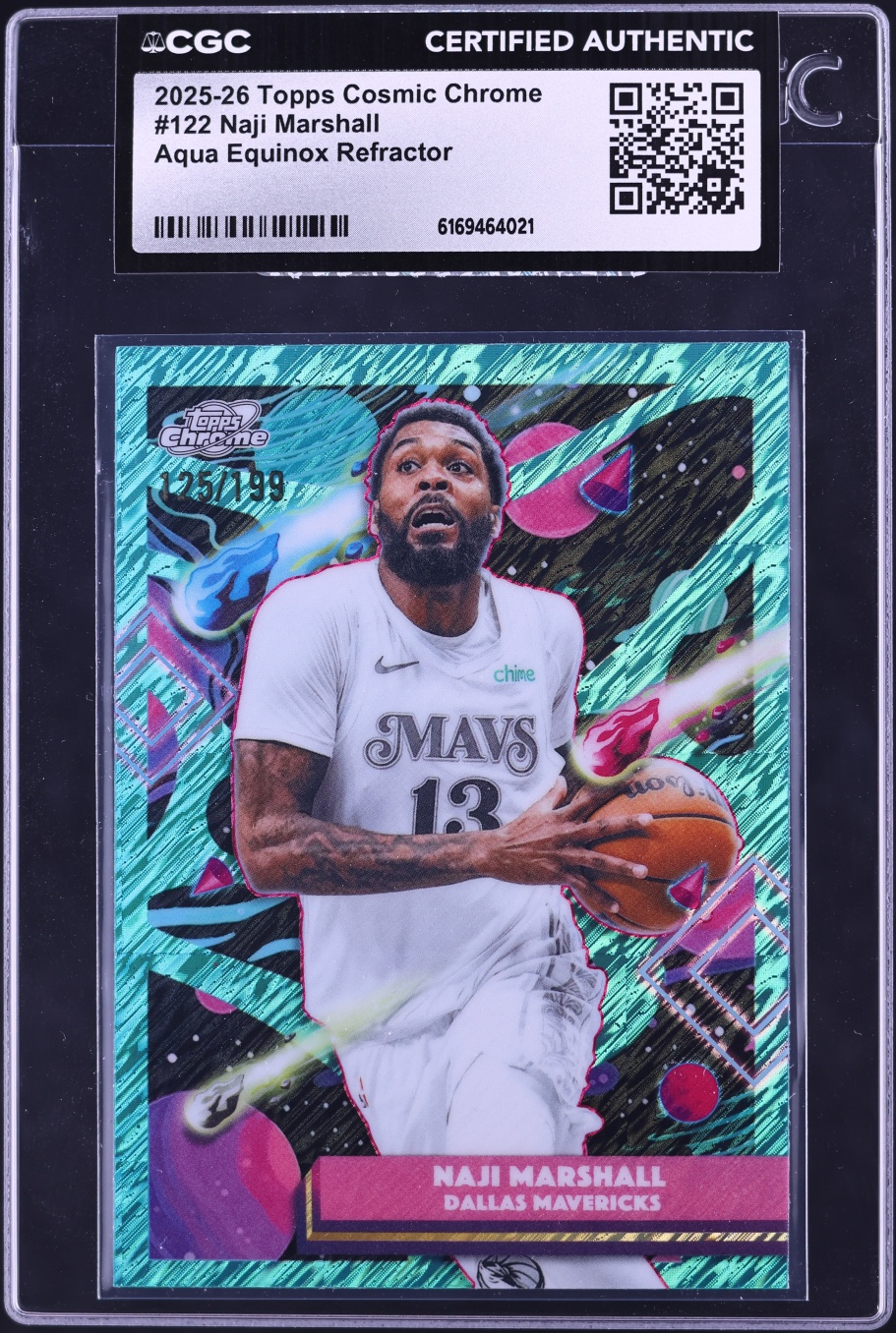 2025 Topps Chrome Cosmic Aqua Equinox Refractor Naji Marshall /199 #122 CGC AUTH