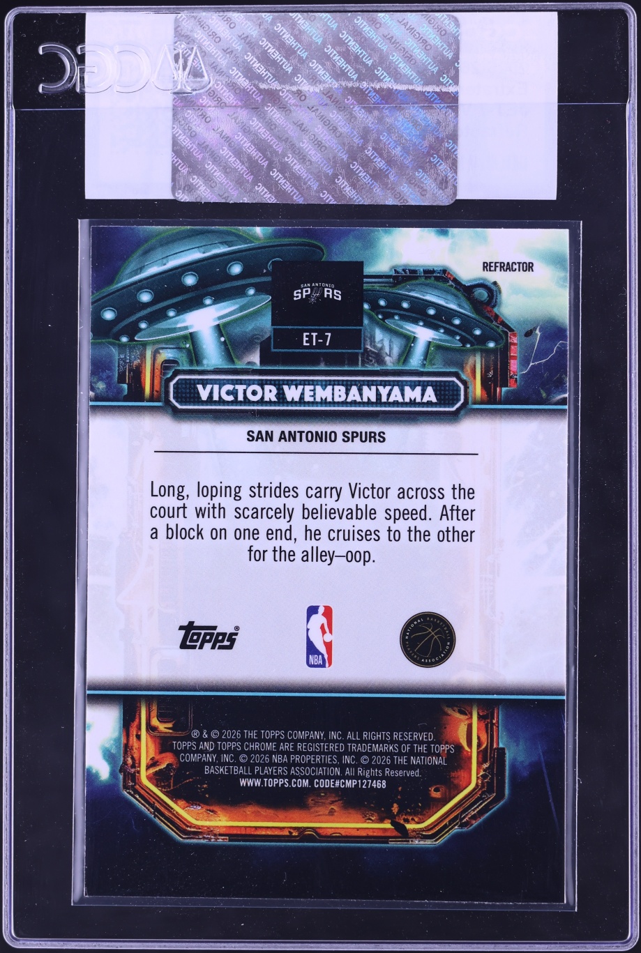 2025 Topps Chrome Cosmic Extraterrestrial Talent Refractor Victor Wembanyama #ET-7 CGC AUTH