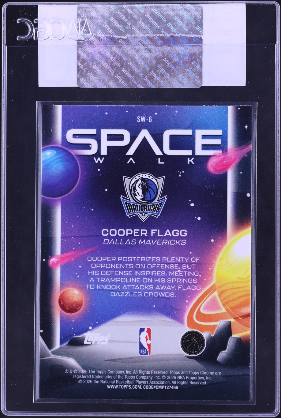 2025 Topps Chrome Cosmic Space Walk Cooper Flagg ROOKIE #SW-6 CGC AUTH