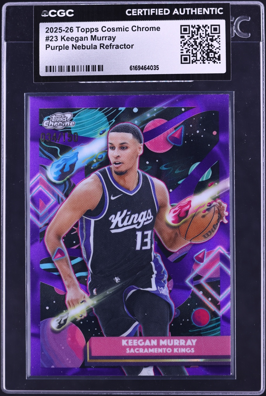 2025 Topps Chrome Cosmic Purple Nebula Refractor Keegan Murray /150 #23 CGC AUTH