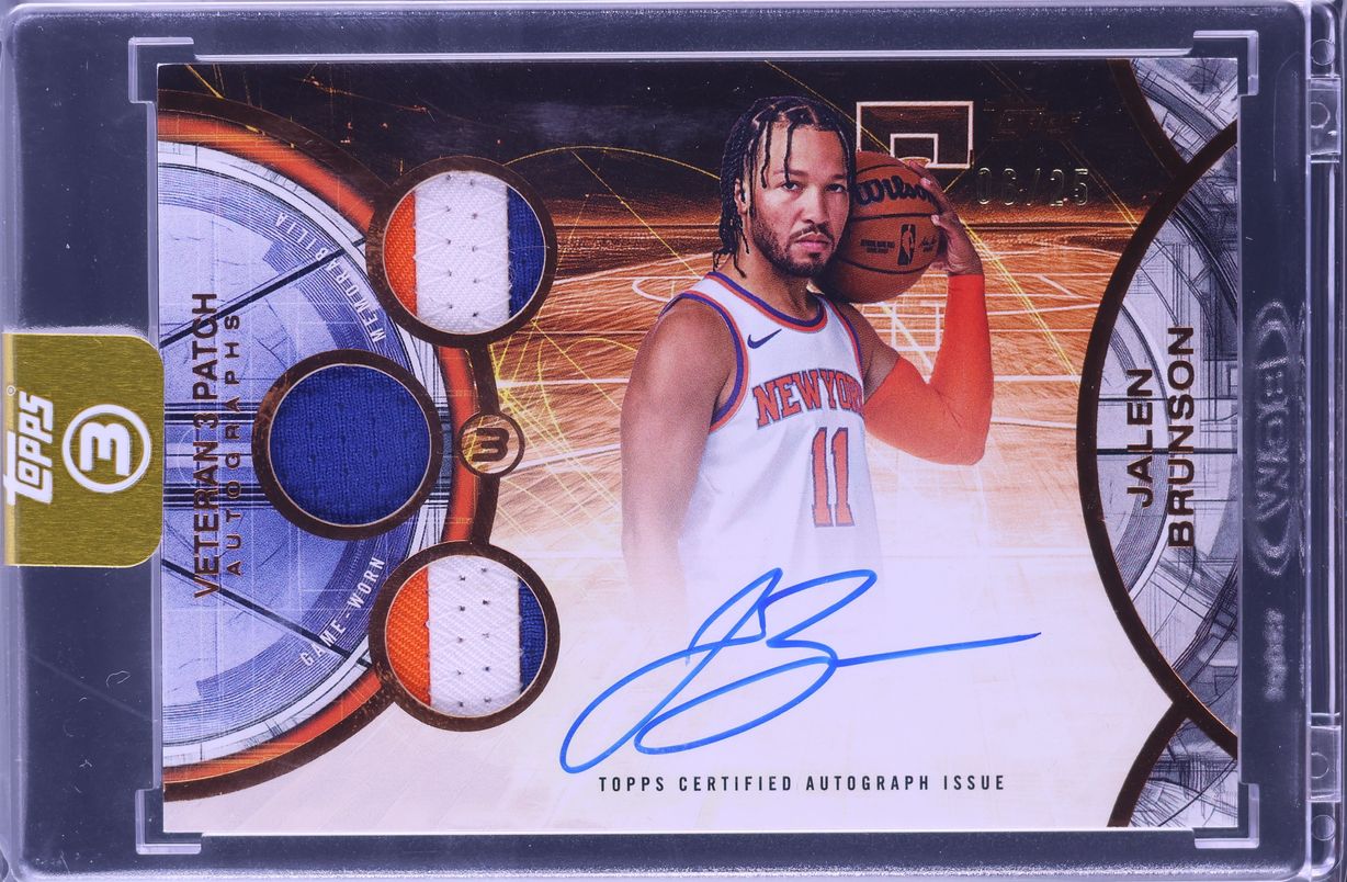 2025 Topps Three Veteran 3 Bronze Jalen Brunson PATCH AUTO /25 #V3A-JB CGC AUTH
