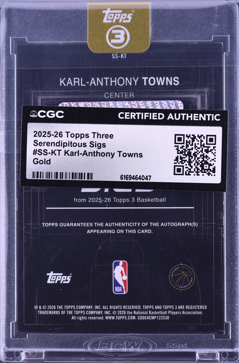 2025 Topps Three Serendipitous Gold Karl-Anthony Towns AUTO /10 #SS-KT CGC AUTH