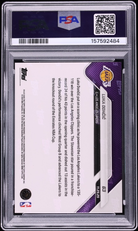 2025 Topps Now Gold Foil Luka Doncic /50 #63 PSA 10 GEM MINT