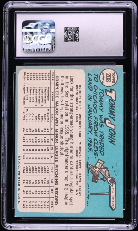 1965 Topps Tommy John #208 CGC 4.5 VGEX+