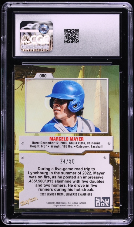 2022 Metal Universe Champions Precious Metal Gems PMG Blue Marcelo Mayer ROOKIE /50 #060 CGC 9