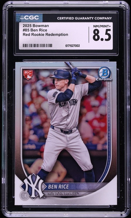2025 Bowman Chrome Red Redemption Ben Rice ROOKIE #85 CGC 8.5 NM-MT+