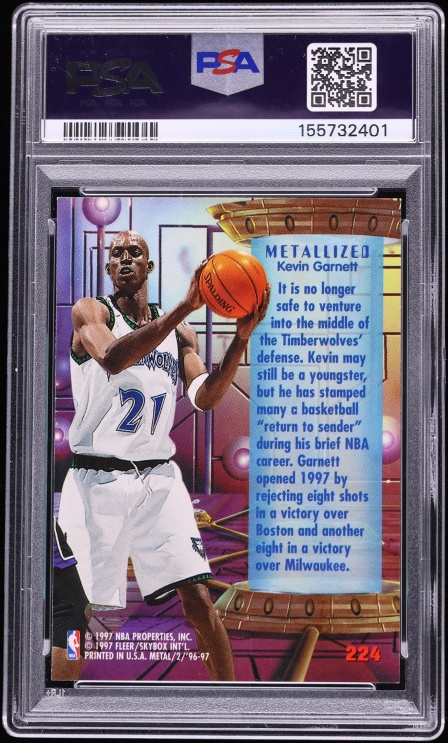 1996 Metal Basketball Kevin Garnett #224 PSA 7 NRMT