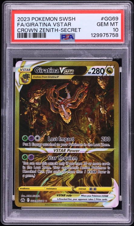 2023 Pokemon Sword & Shield Crown Zenith Gold Rare Giratina VSTAR #GG69 PSA 10 GEM MINT