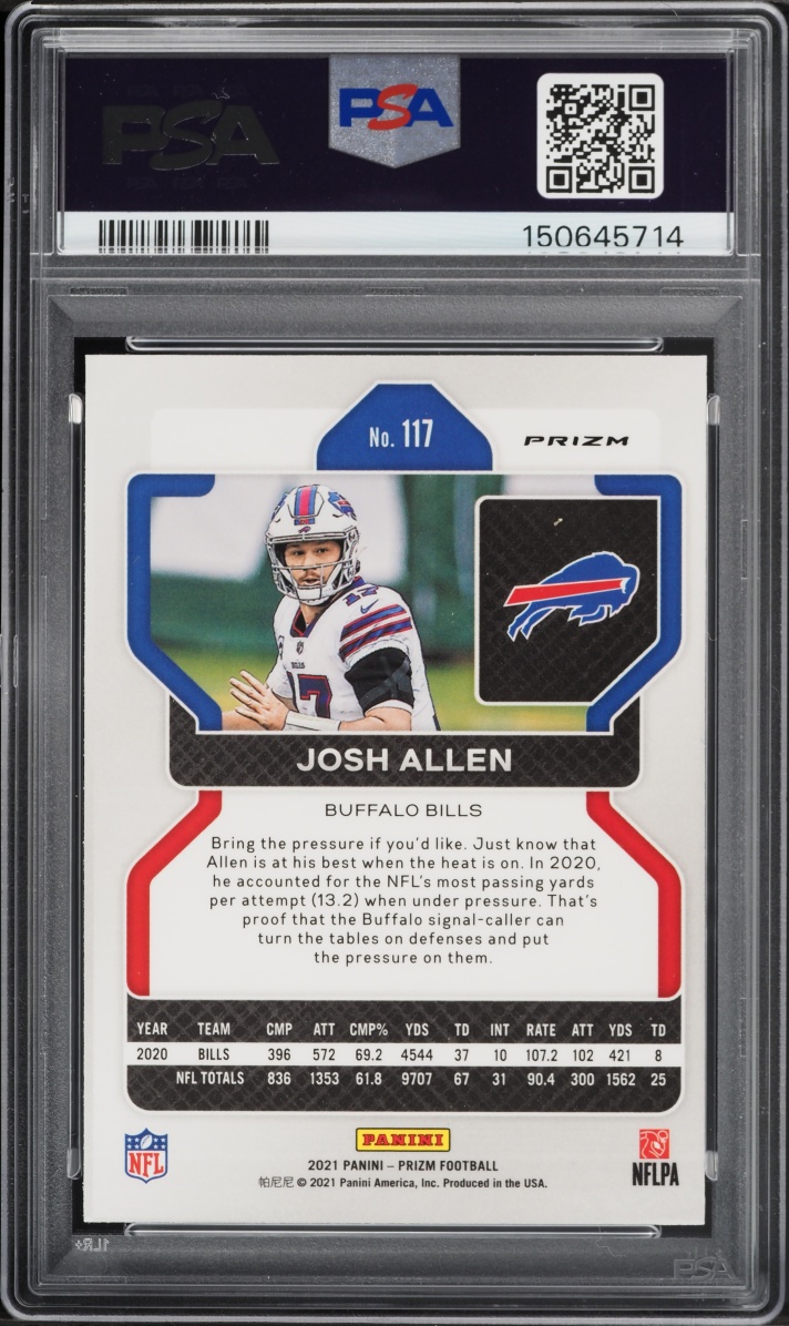2021 Panini Prizm Red White Blue Josh Allen #117 PSA 9 MINT