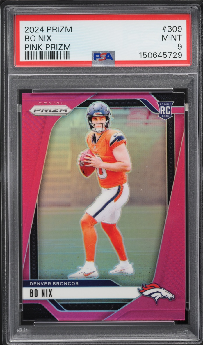 2024 Panini Prizm Pink Bo Nix ROOKIE #309 PSA 9 MINT