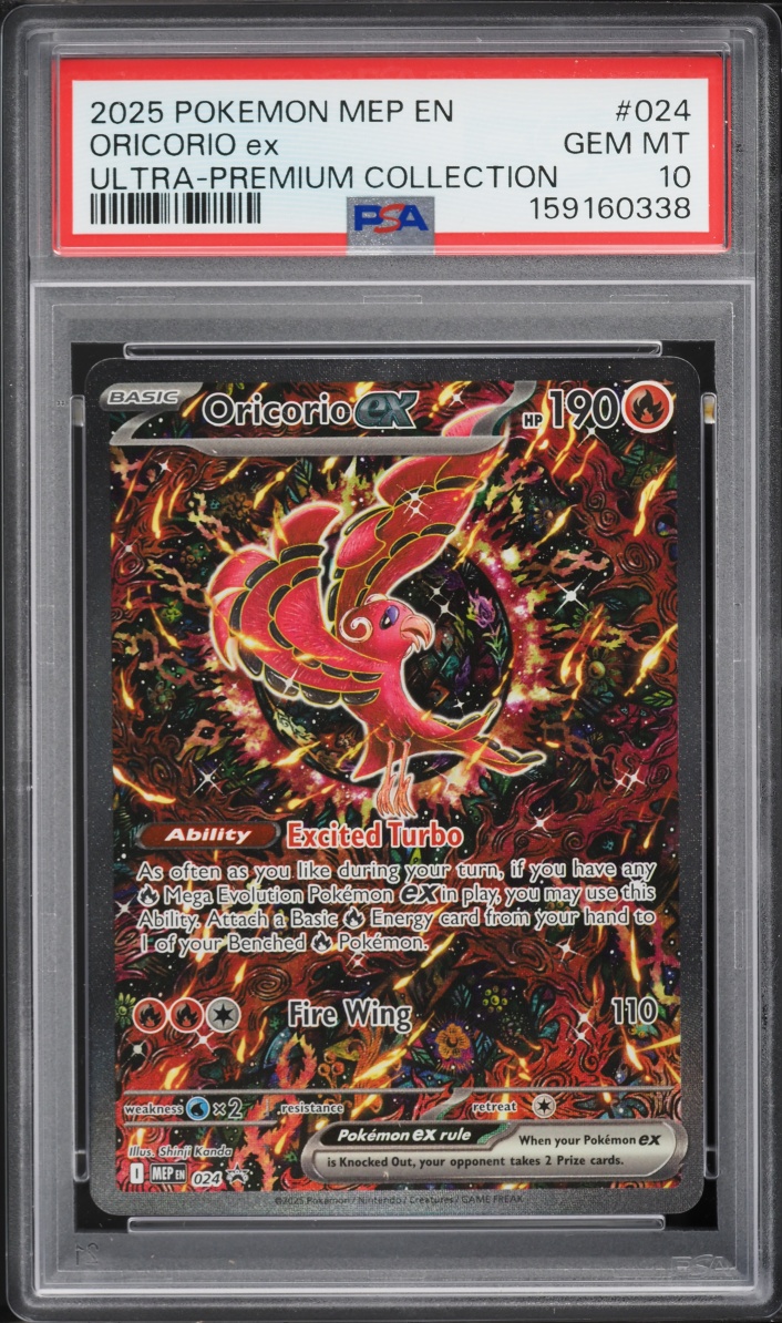 2025 Pokemon Mega Evolution Promo Mega Charizard X ex UPC Full Art Oricorio ex #24 PSA 10 GEM