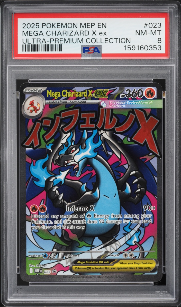 2025 Pokemon Mega Evolution Promo UPC Full Art Mega Charizard X ex #23 PSA 8 NM-MT