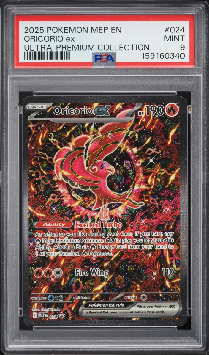 2025 Pokemon Mega Evolution Promo Mega Charizard X ex UPC Full Art Oricorio ex #24 PSA 9 MINT