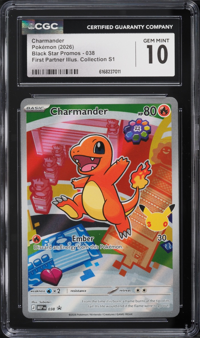 2026 Pokemon Mega Evolution Promo First Partner Illustration S1 Full Art Charmander #38 CGC 10