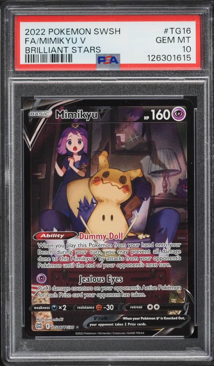 2022 Pokemon Sword & Shield Brilliant Stars CHR Mimikyu V #TG16 PSA 10 GEM MINT
