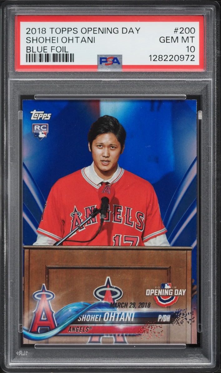 2018 Topps Opening Day Blue Foil Shohei Ohtani ROOKIE #200 PSA 10 GEM MINT