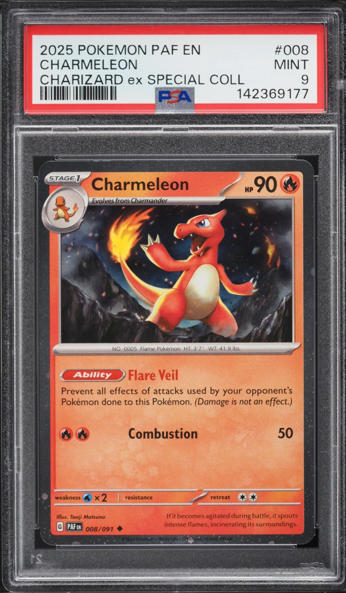 2025 Pokemon Scarlet & Violet Paldean Fates Charizard Ex Special Collection Charmeleon #8 PSA 9