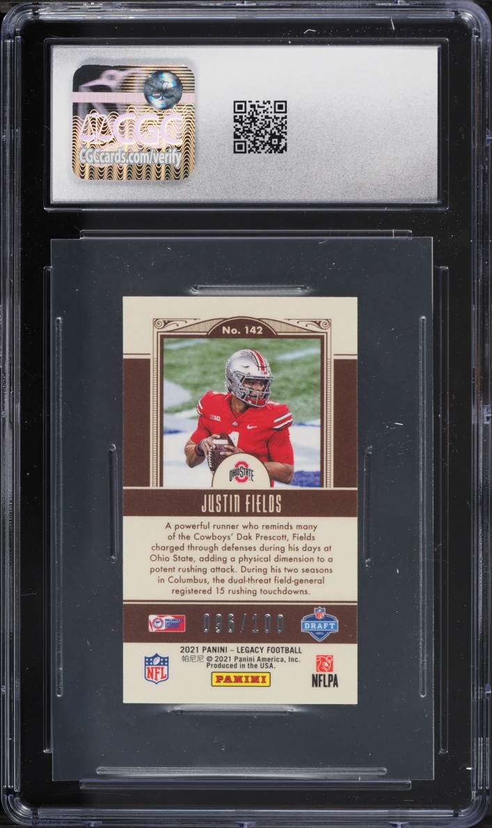 2021 Panini Legacy Premium Edition Mini Bronze Justin Fields ROOKIE /100 #142 CGC 10 GEM MINT