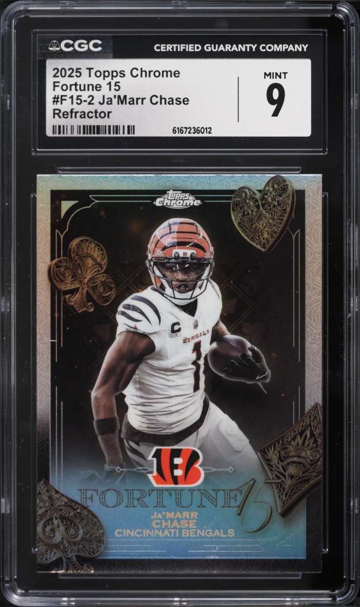 2025 Topps Chrome Fortune 15 Refractor Ja'Marr Chase #F15-2 CGC 9 MINT