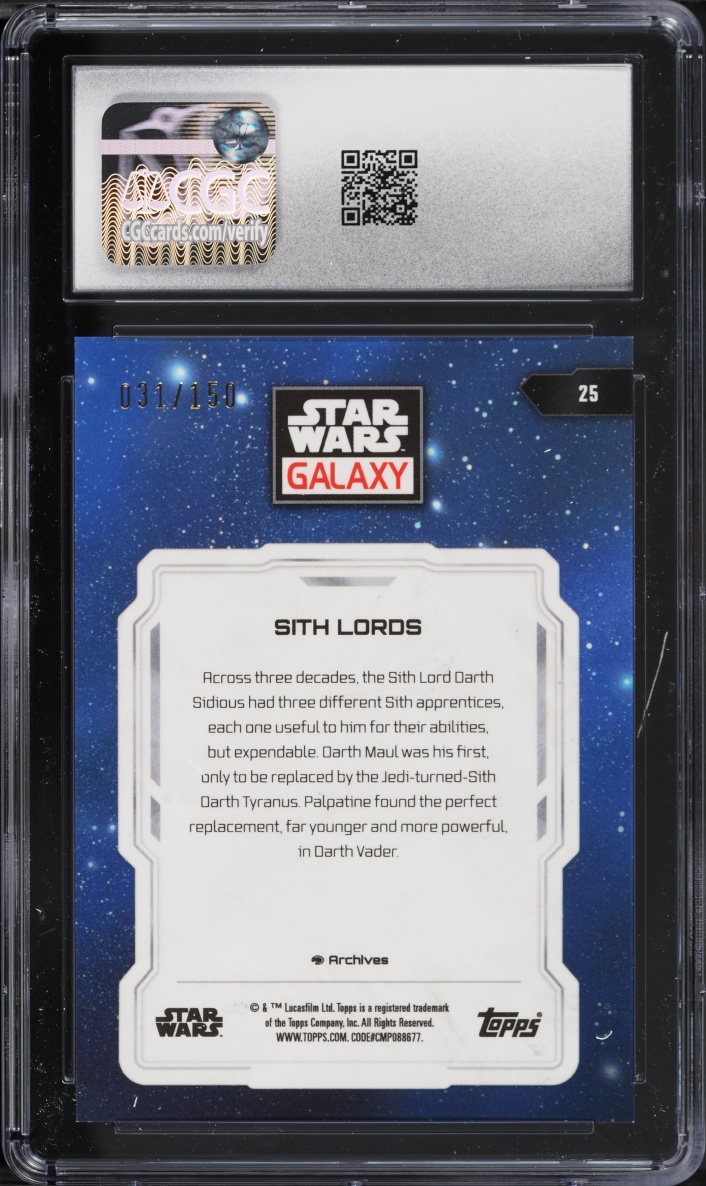 2024 Topps Star Wars Chrome Galaxy Blue Refractor Sith Lords /150 #25 CGC 10 GEM MINT