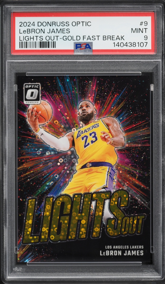 2024 Donruss Optic Lights Out Gold Fast Break LeBron James /10 #9 PSA 9 MINT