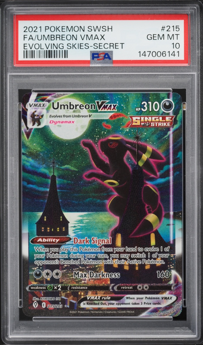 2021 Pokemon Sword & Shield Evolving Skies Alt Art Umbreon VMAX #215 PSA 10 GEM MINT
