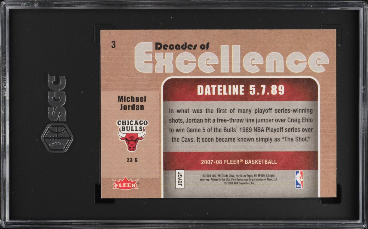 2007 Fleer Decades Of Excellence Michael Jordan #3 SGC 8 NM-MT