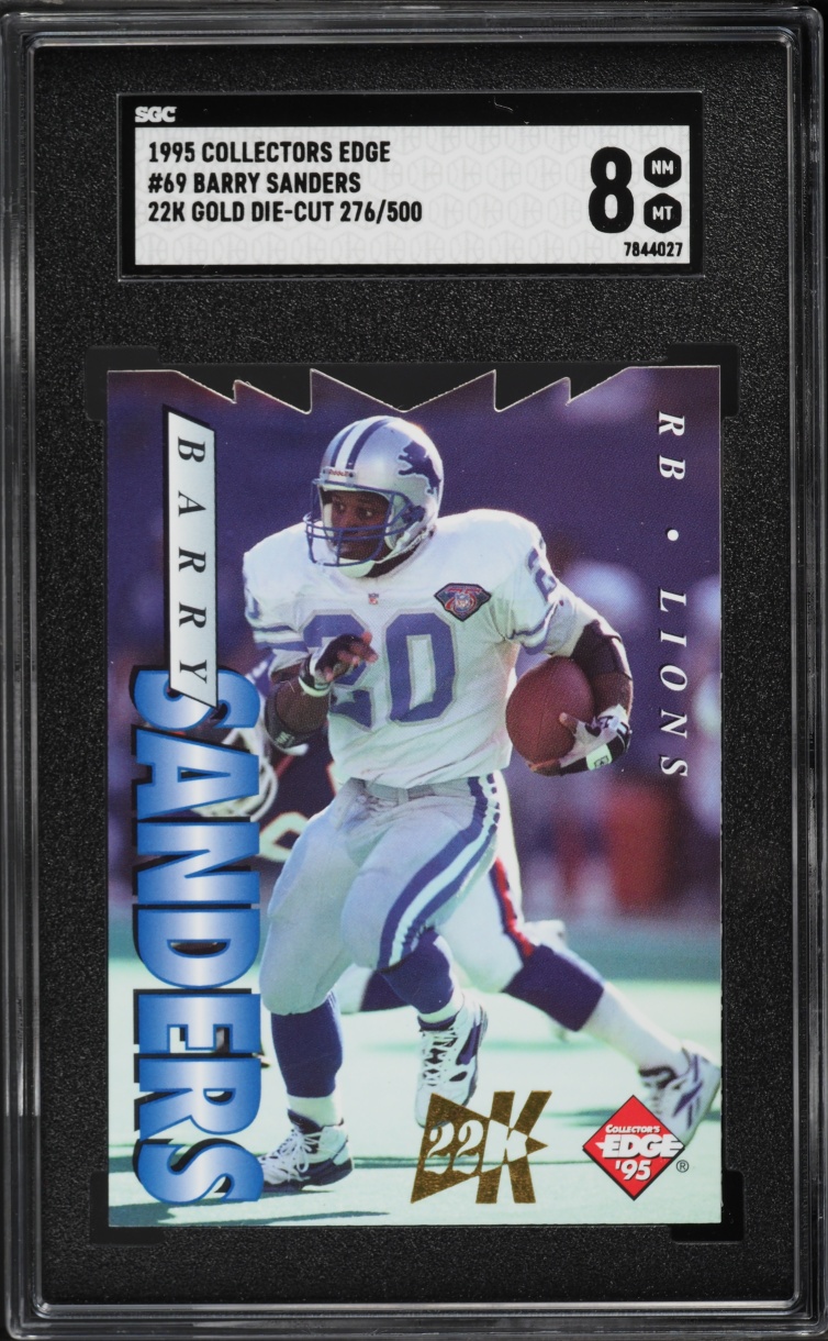 1995 Collectors Edge 22k Gold Die-Cut Barry Sanders /500 #69 SGC 8 NM-MT