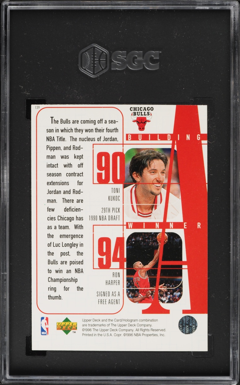 1996 Upper Deck Building A Winner Jordan Pippen Rodman Kukoc Harper #139 SGC 10 GEM MINT