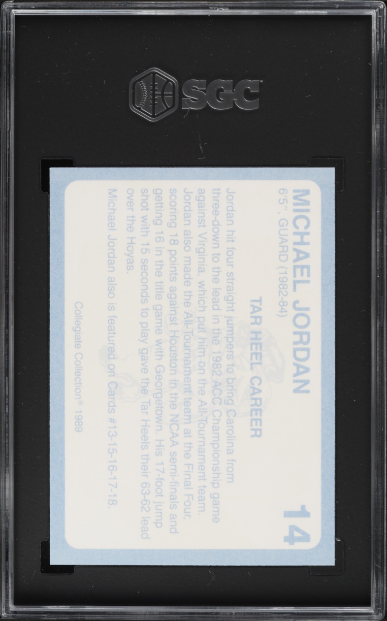1989 Collegiate Collection North Carolina Michael Jordan #14 SGC 10 GEM MINT